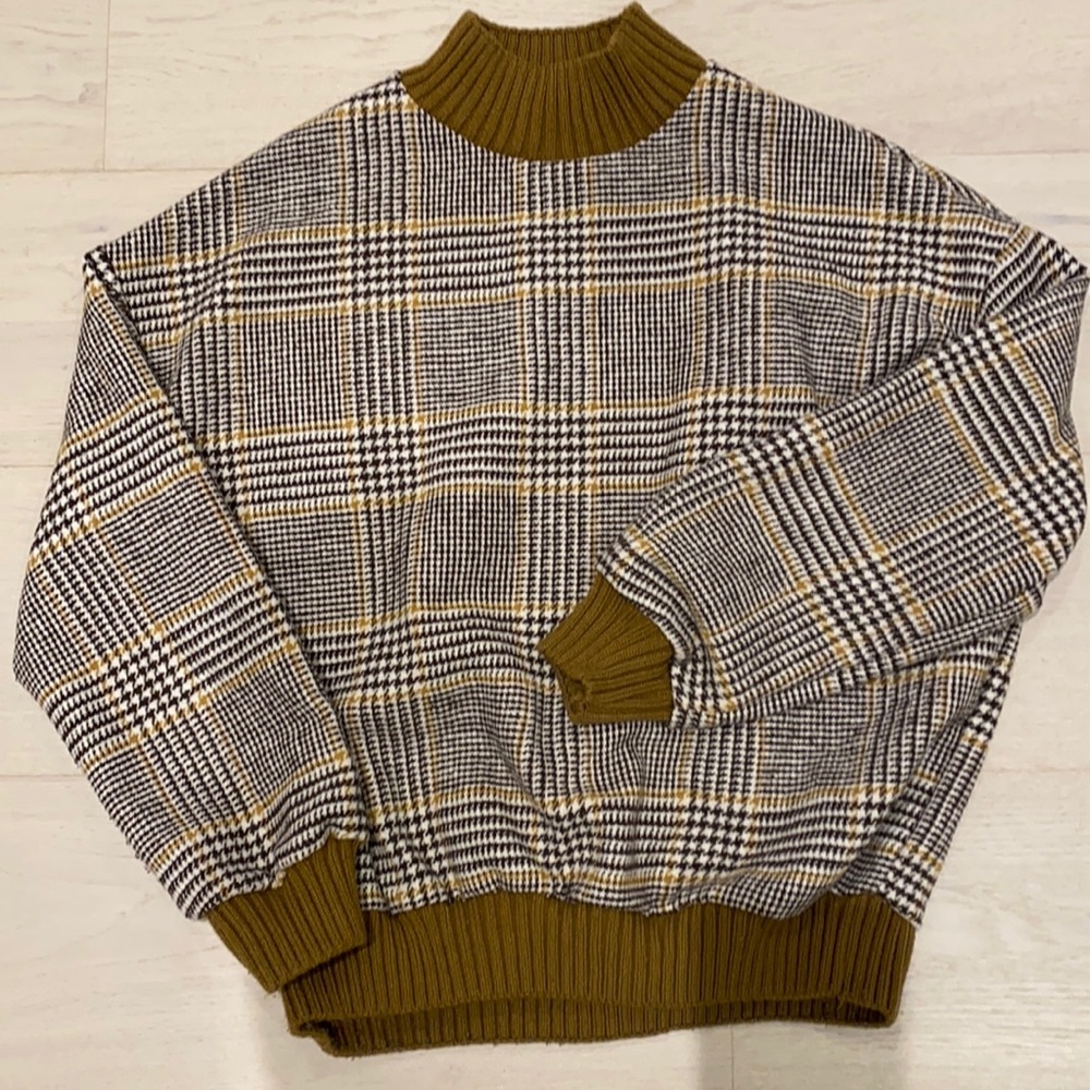 Oak & Fort Houndstooth mock neck sweater
